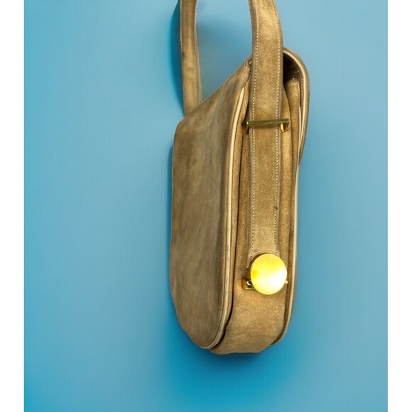 Nicholas Reich Vintage 50s Brown Suede Shoulder Bag Kiss Lock Coin‎ Purse USA - Picture 5 of 13